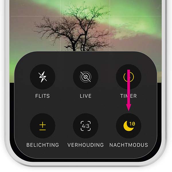 iPhone camera instellingen voor noorderlicht fotografie