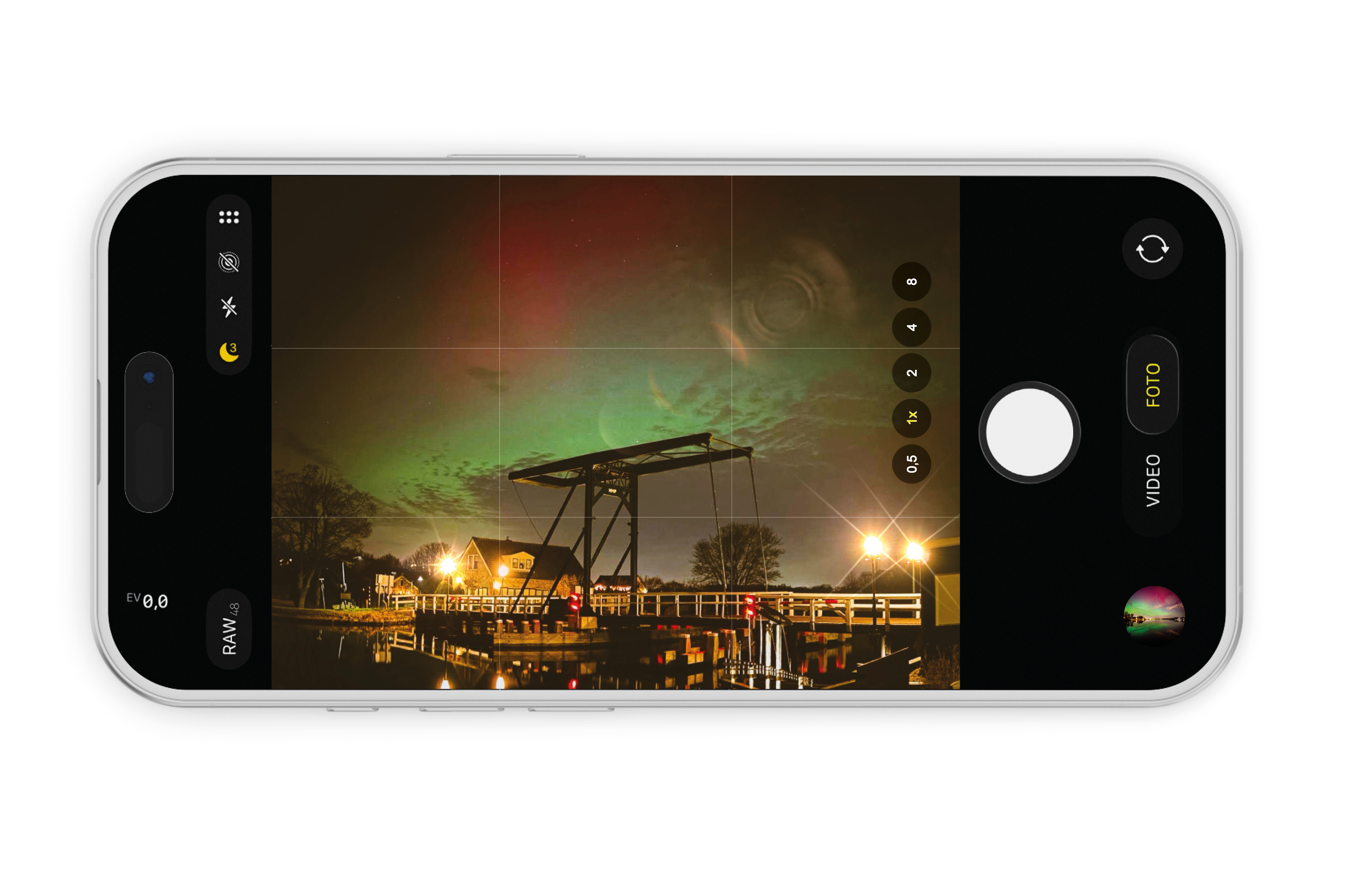 Noorderlicht fotograferen met een iPhone tijdens een heldere nacht