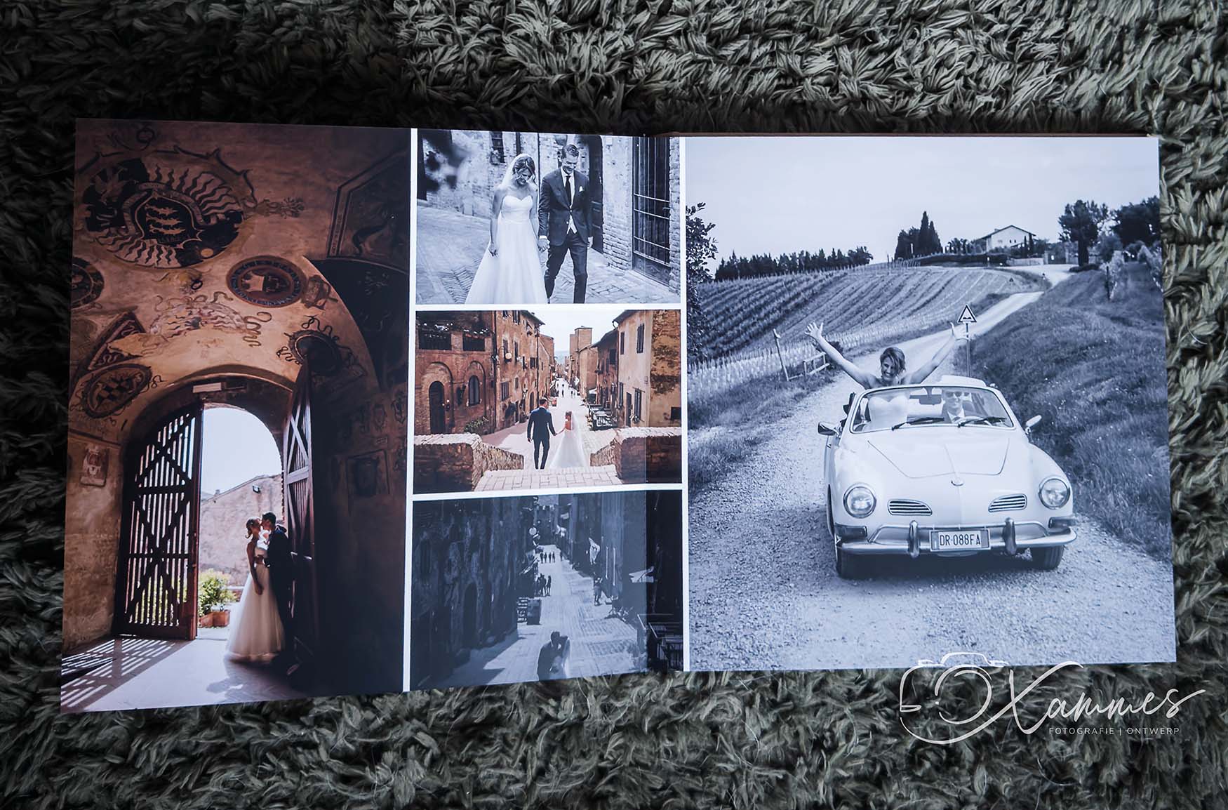 Trouwalbum geopend met rustige, tijdloze lay-out